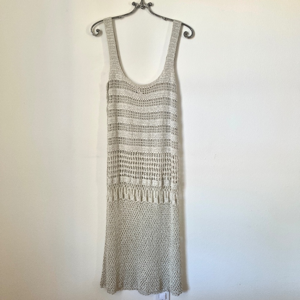 Erica Tanov • Silk Metallic Crochet Cover Up Dress • Size 0